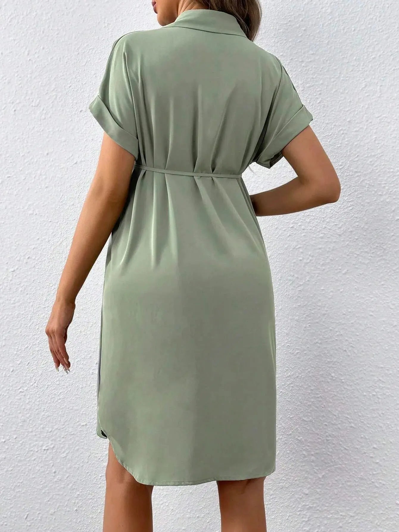 New Maternity Dress Summer Short Sleeve Button Casual Maternity Dress Fashion Belt Shirt Maternity Dress Pregnancy Dress SHOPEZRA L.L.C.