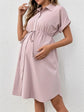 New Maternity Dress Summer Short Sleeve Button Casual Maternity Dress Fashion Belt Shirt Maternity Dress Pregnancy Dress SHOPEZRA L.L.C.