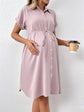 New Maternity Dress Summer Short Sleeve Button Casual Maternity Dress Fashion Belt Shirt Maternity Dress Pregnancy Dress SHOPEZRA L.L.C.