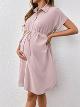 New Maternity Dress Summer Short Sleeve Button Casual Maternity Dress Fashion Belt Shirt Maternity Dress Pregnancy Dress SHOPEZRA L.L.C.