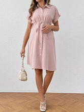 New Maternity Dress Summer Short Sleeve Button Casual Maternity Dress Fashion Belt Shirt Maternity Dress Pregnancy Dress SHOPEZRA L.L.C.