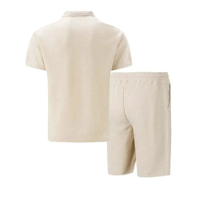 Summer Men Sports Polo Suit Short Sleeve Stylish Zipper Polo Shirt And Shorts Set Men Casual Streetwear 2-pie Leisure Sports Set by Dropshipman