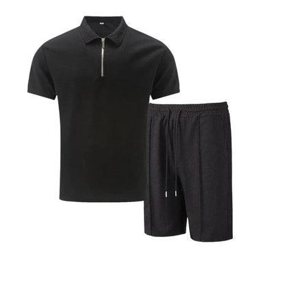 Summer Men Sports Polo Suit Short Sleeve Stylish Zipper Polo Shirt And Shorts Set Men Casual Streetwear 2-pie Leisure Sports Set by Dropshipman