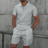 Summer Men Sports Polo Suit Short Sleeve Stylish Zipper Polo Shirt And Shorts Set Men Casual Streetwear 2-pie Leisure Sports Set SHOPEZRA L.L.C.