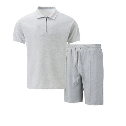 Summer Men Sports Polo Suit Short Sleeve Stylish Zipper Polo Shirt And Shorts Set Men Casual Streetwear 2-pie Leisure Sports Set by Dropshipman