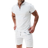 Summer Men Sports Polo Suit Short Sleeve Stylish Zipper Polo Shirt And Shorts Set Men Casual Streetwear 2-pie Leisure Sports Set SHOPEZRA L.L.C.