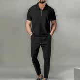 Summer Men Sports Polo Suit Short Sleeve Stylish Zipper Polo Shirt And Shorts Set Men Casual Streetwear 2-pie Leisure Sports Set SHOPEZRA L.L.C.