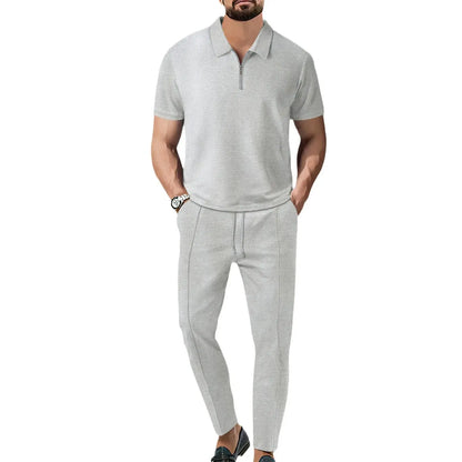 Summer Men Sports Polo Suit Short Sleeve Stylish Zipper Polo Shirt And Shorts Set Men Casual Streetwear 2-pie Leisure Sports Set SHOPEZRA L.L.C.