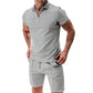 Summer Men Sports Polo Suit Short Sleeve Stylish Zipper Polo Shirt And Shorts Set Men Casual Streetwear 2-pie Leisure Sports Set SHOPEZRA L.L.C.