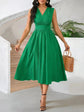Summer Long-Sleeveless Dress Wave Pleats Gathered Holiday Party Gown Elegant Women&