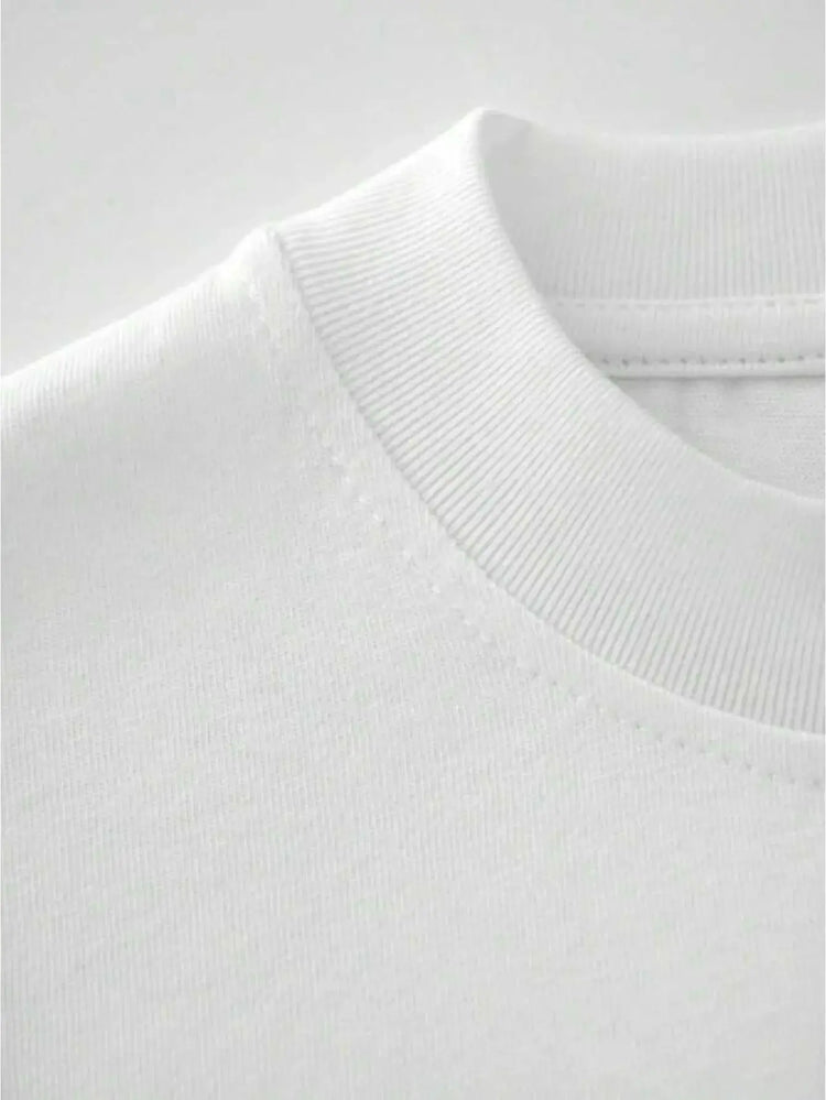 Men New Summer White 100% Cotton Loose-fitting T-shirt with Penguin Text Pattern Short-sleeved Round-neck Design Simple Style SHOPEZRA L.L.C.