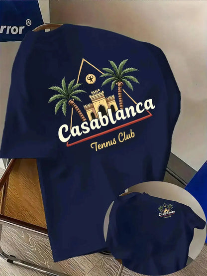Palm Tree and Moroccan Building Print on Premium Soft 100% Cotton Men&