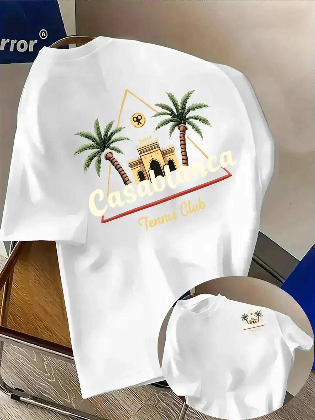Palm Tree and Moroccan Building Print on Premium Soft 100% Cotton Men&