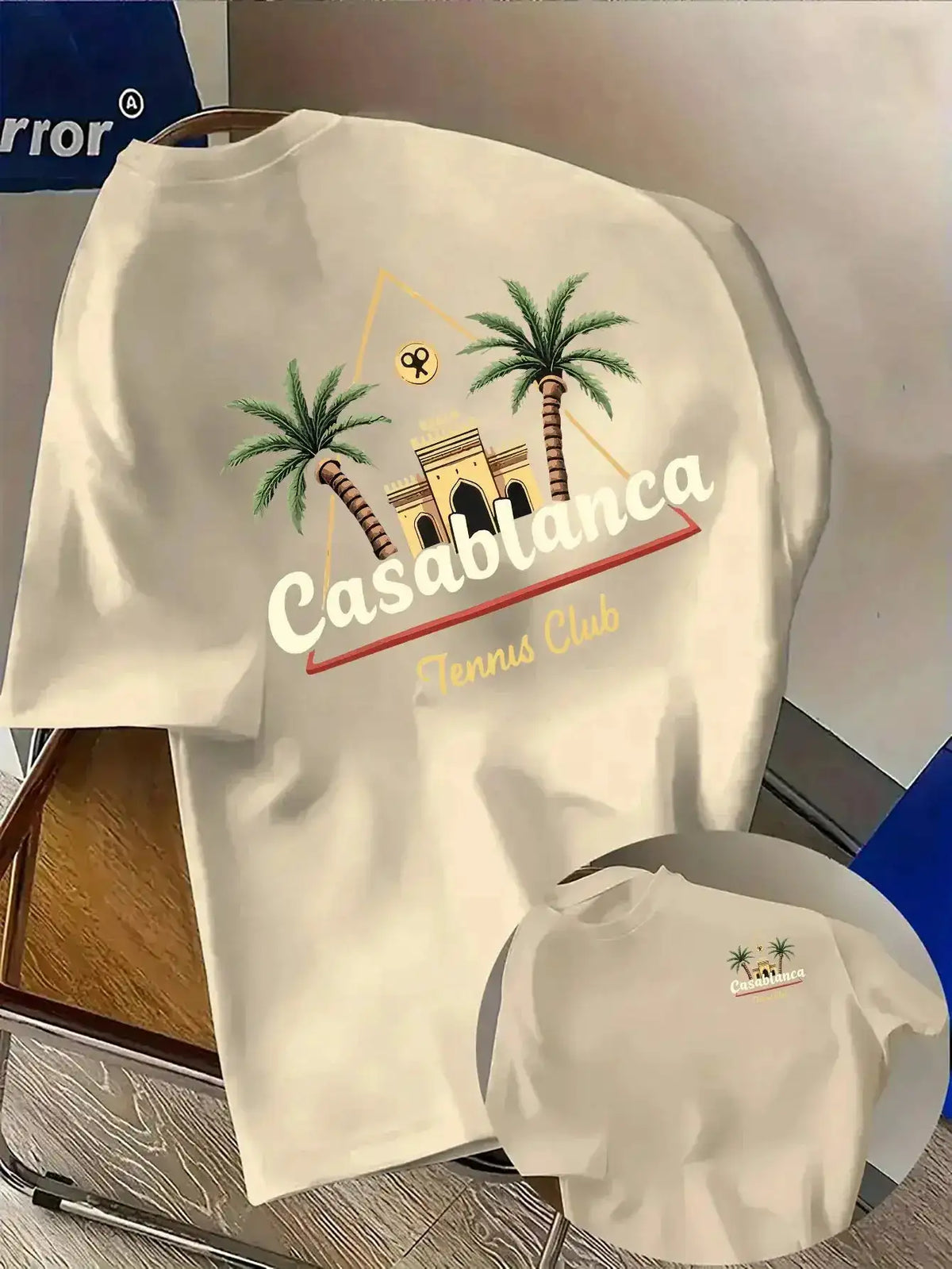 Palm Tree and Moroccan Building Print on Premium Soft 100% Cotton Men&