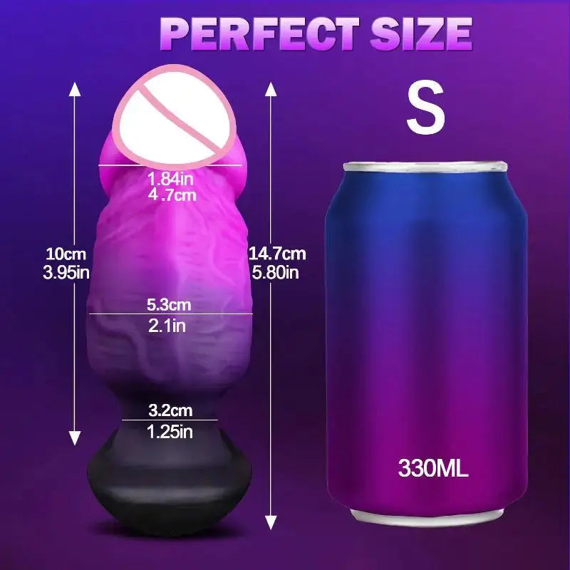 Large realistic silicone anal plug with wearable design, T-base, for men and women, soft texture, suitable for butt massage and penetration.