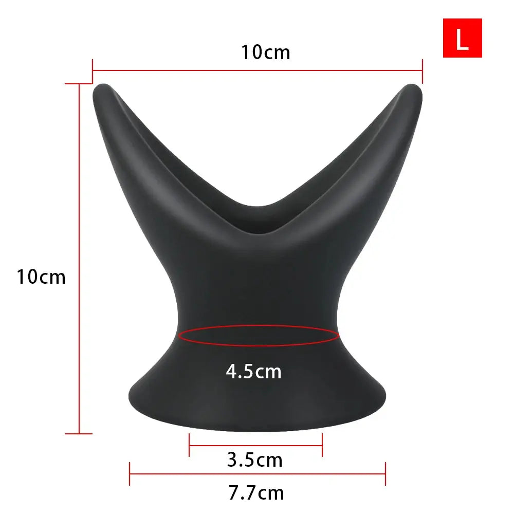 Soft silicone dildo and anal butt plug with hollow design, used as an anal dilator and prostate massager for adult pleasure.