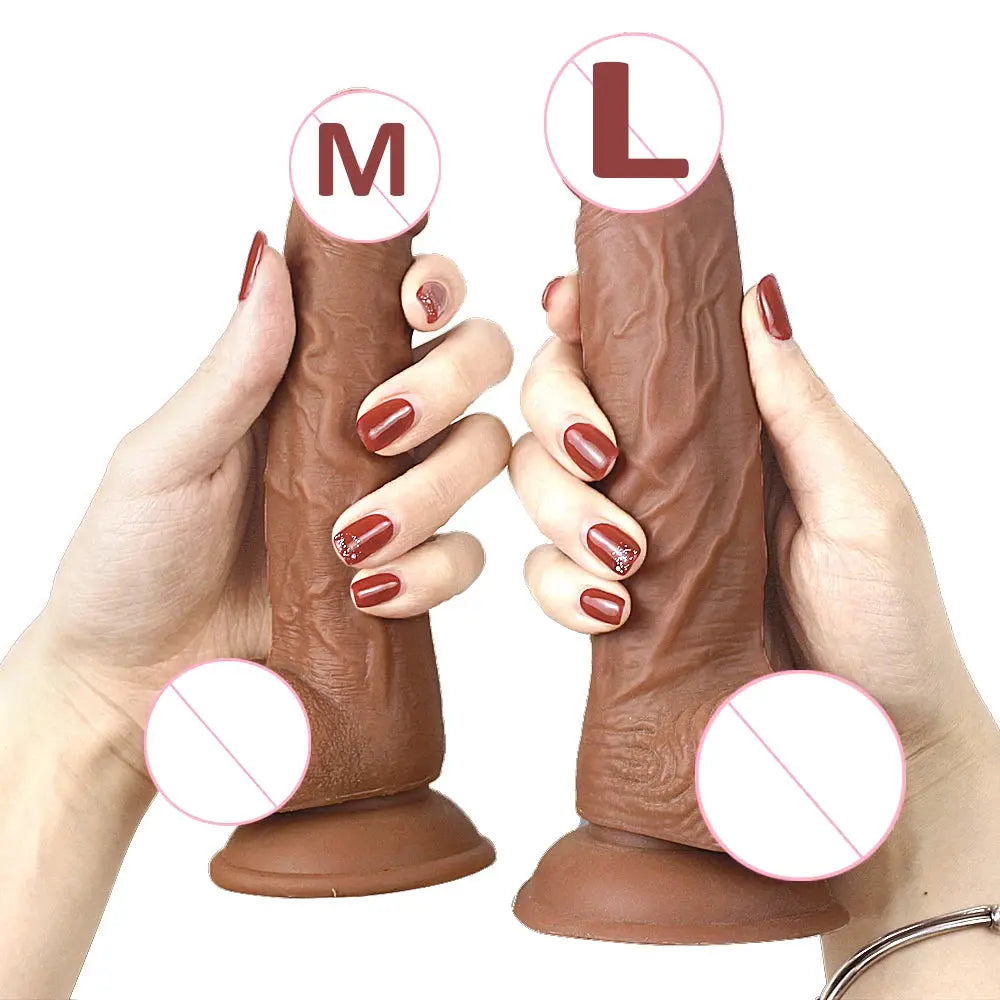 Realistic penis dildo with strong suction cup, soft texture, designed for female masturbation, adult sex toy by SHOPEZRA L.L.C.