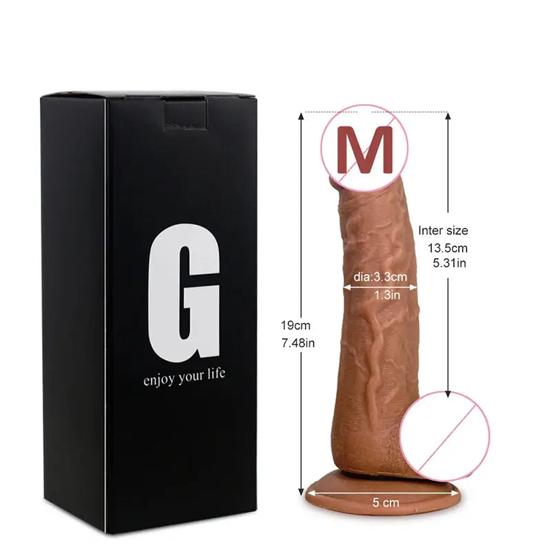 Realistic dildo with suction cup from SHOPEZRA L.L.C., soft texture, designed for female masturbation and adult pleasure.