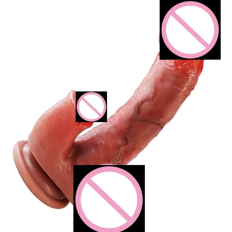 Realistic dildo and telescopic thrusting vibrator by SHOPEZRA L.L.C., featuring a detailed design for female and male adult pleasure.
