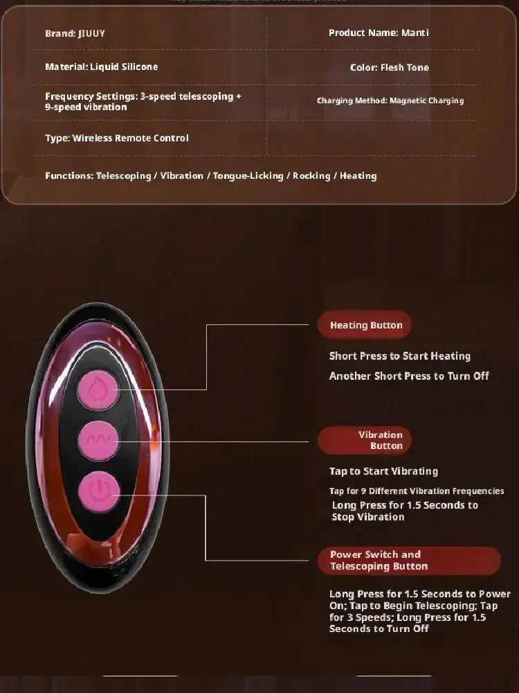 Realistic dildo from SHOPEZRA L.L.C. featuring telescopic thrusting, vibrators, and anal plug for adult male and female pleasure.
