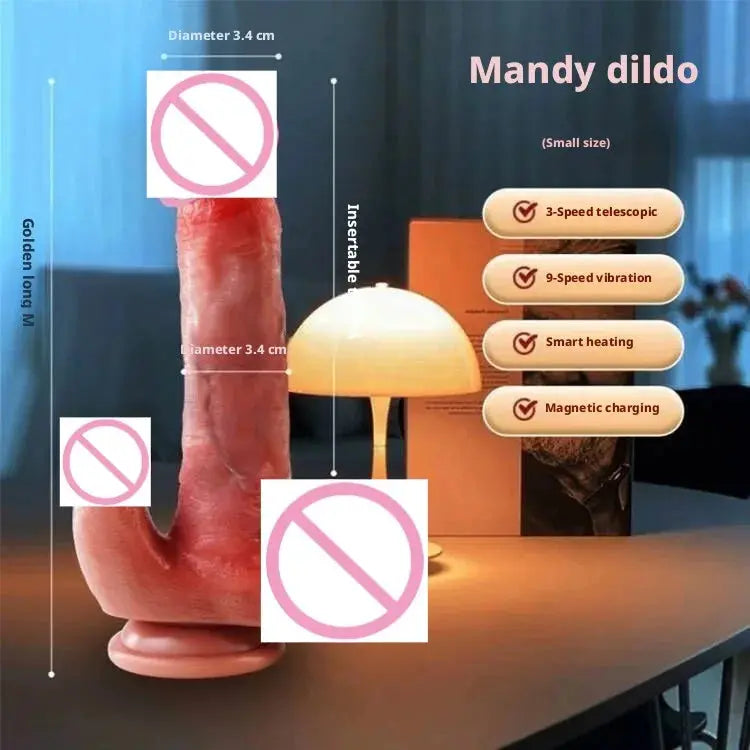 Realistic dildo from SHOPEZRA L.L.C. featuring telescopic, thrusting motion, suitable for female and male adult sex toy use.