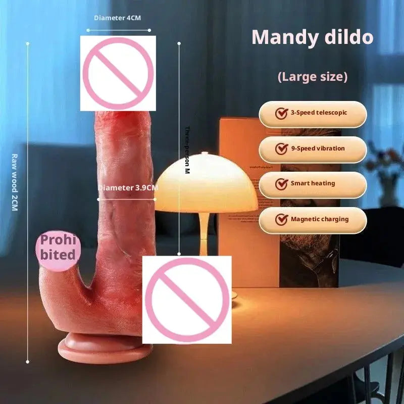 Realistic dildo and telescopic thrusting vibrator by SHOPEZRA L.L.C., featuring detailed design, flexible shaft, and anal plug for adult pleasure
