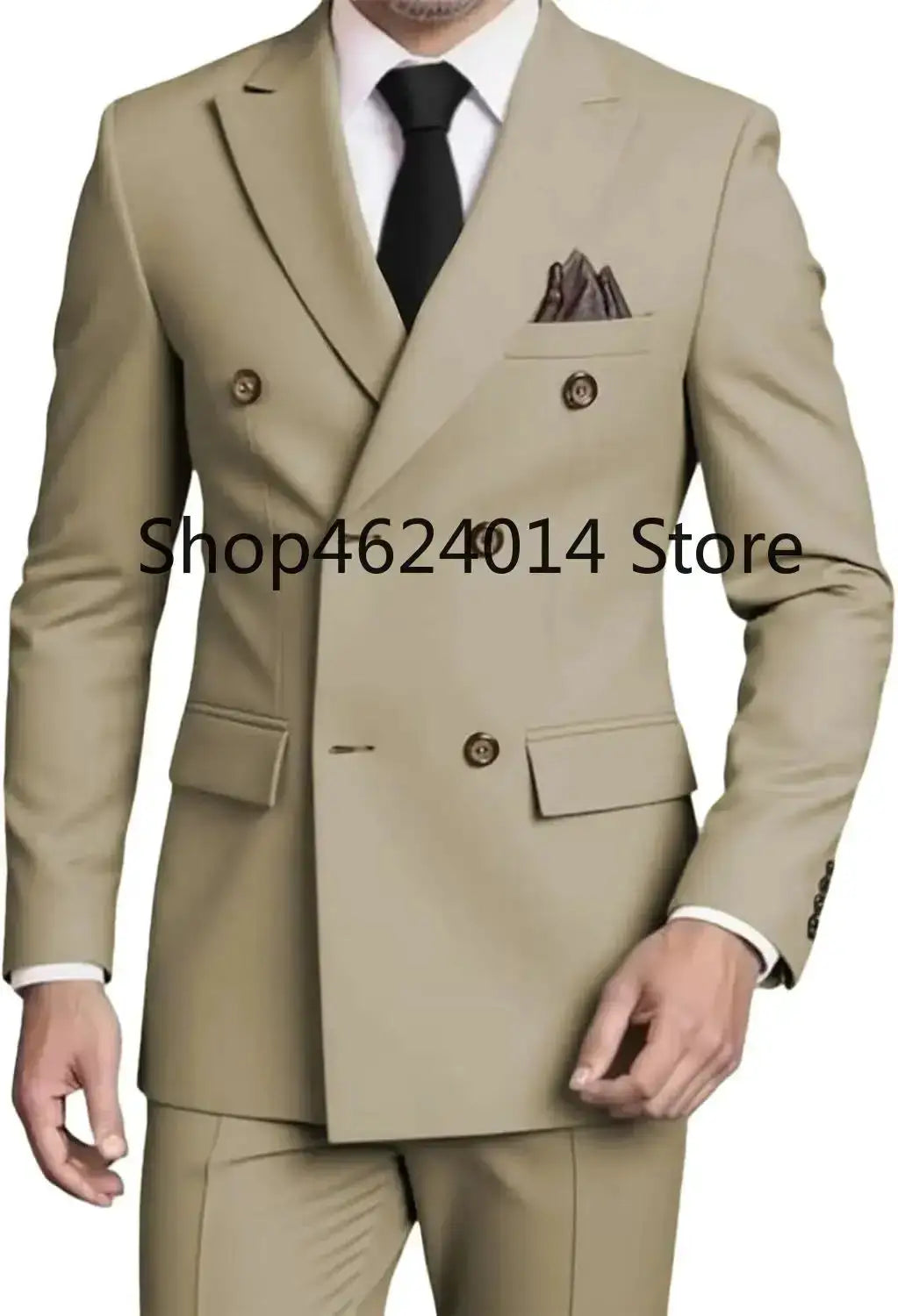 Suits for Men Slim Fit 2 Piece, Mens Double Breasted Suit Tuxedo for Men Wedding Business Prom Formal Suits by Dropshipman