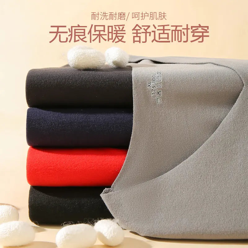 Couple thermal underwear set by SHOPEZRA L.L.C. for men and women, fleece-lined, seamless, brushed, thickened winter long pants