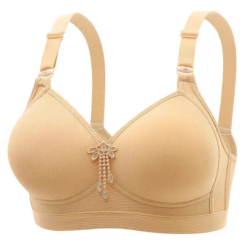 New Large Size No Rims Sweat-Absorbent Breathable Beautiful Back No Rims Push-Up Bra Top-Up Adjustable Underwear for Women by Dropshipman