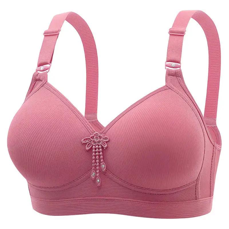 New Large Size No Rims Sweat-Absorbent Breathable Beautiful Back No Rims Push-Up Bra Top-Up Adjustable Underwear for Women by Dropshipman