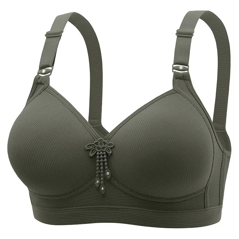 New Large Size No Rims Sweat-Absorbent Breathable Beautiful Back No Rims Push-Up Bra Top-Up Adjustable Underwear for Women SHOPEZRA L.L.C.