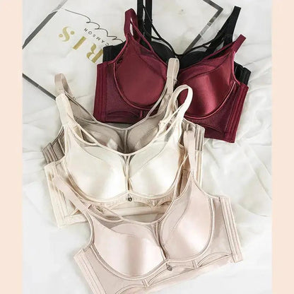 Luxury high-end satin breast-shaping Belt Wireless underwear push-up adjustable breast-collecting warm-changing cup bra by Dropshipman