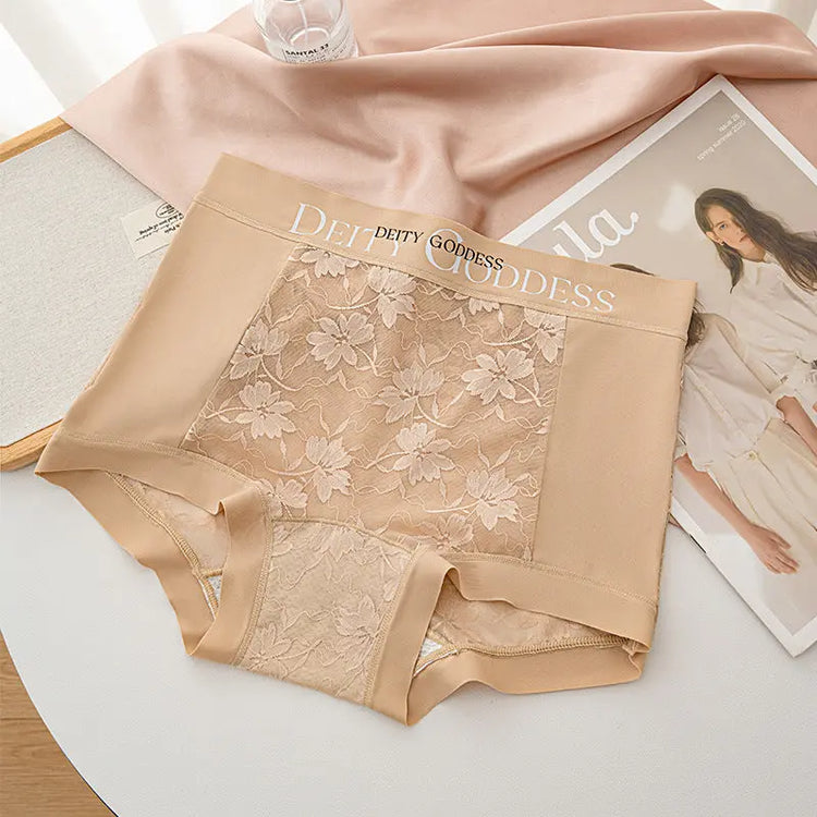 Sexy Lace Light Shaping Letters Fashionable Tummy Control Butt Lift Simple Comfortable Breathable Large Size Mid-High Waist Underwear for Women SHOPEZRA L.L.C.