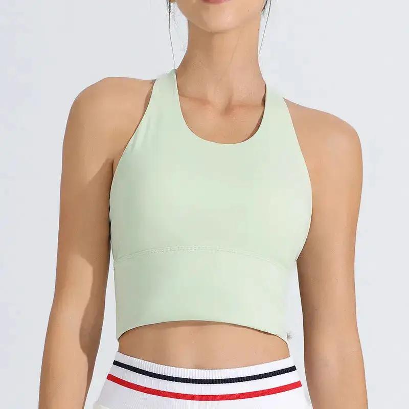 Milky white women's sports underwear set by SHOPEZRA L.L.C., includes shockproof high-strength running and yoga bra vest.