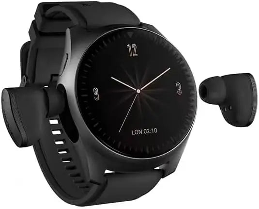 Generic KORONA Wearbuds smartwatch with wireless earbuds for fitness displayed with high-brightness screen in black color.