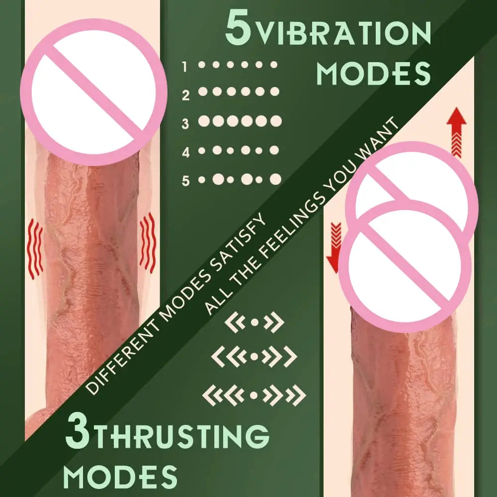 White remote control vibrating dildo for women with heating, telescopic movement, tongue licking, clitoral stimulation, and vaginal massage.