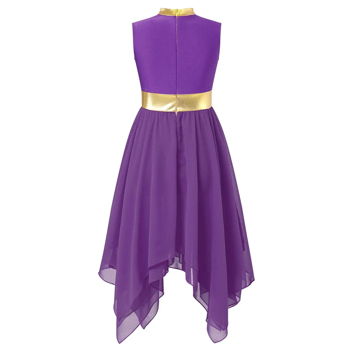 Teen Girls Modern Lyrical Ballroom Dance Performance Costume Sleeveless Asymmetrical Hem Dress Church Choir Worship Robe Gown SHOPEZRA L.L.C.