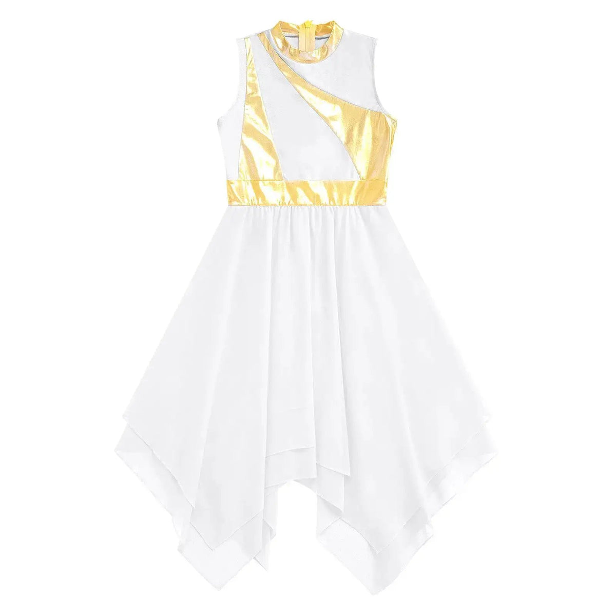 Teen Girls Modern Lyrical Ballroom Dance Performance Costume Sleeveless Asymmetrical Hem Dress Church Choir Worship Robe Gown by Dropshipman