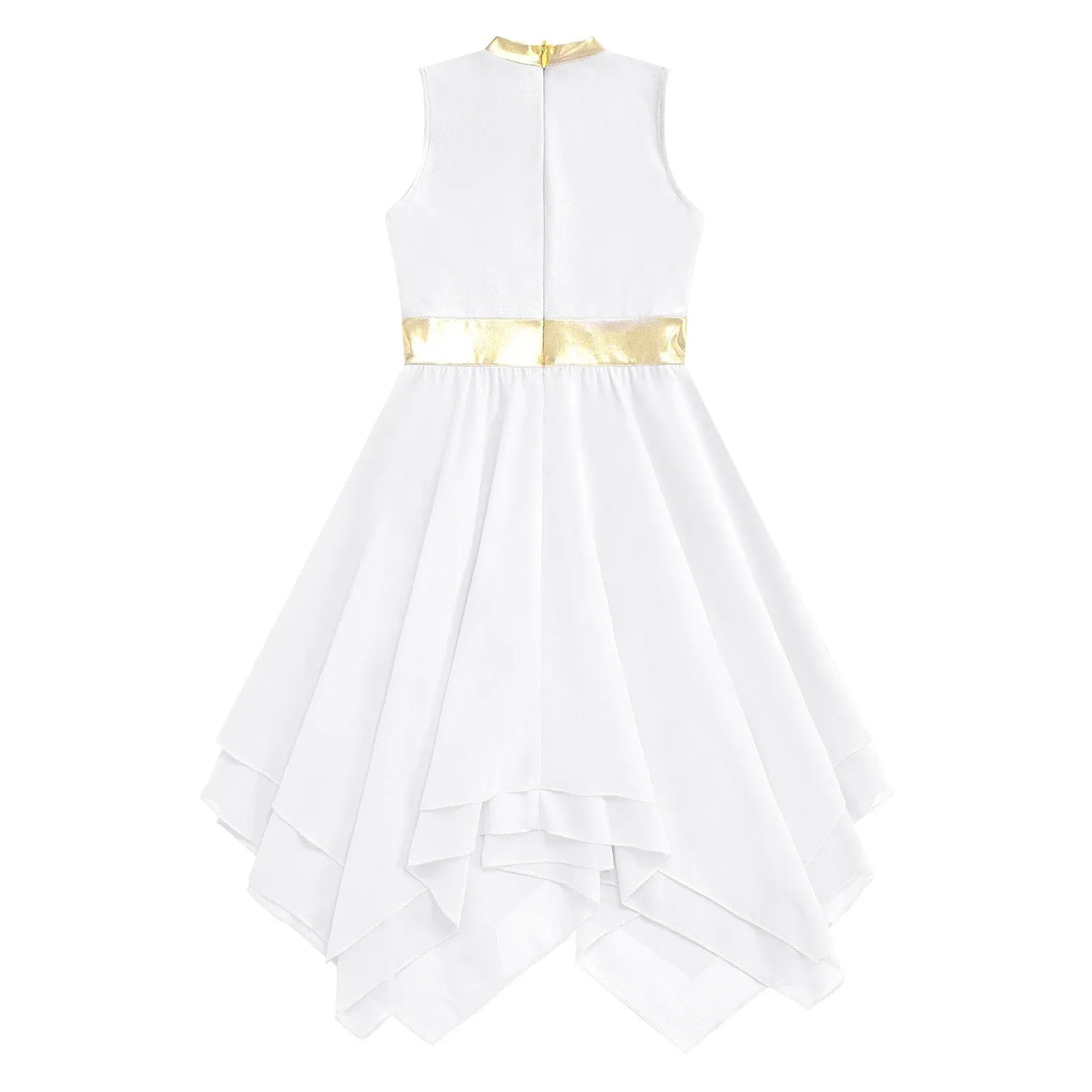 Teen Girls Modern Lyrical Ballroom Dance Performance Costume Sleeveless Asymmetrical Hem Dress Church Choir Worship Robe Gown SHOPEZRA L.L.C.