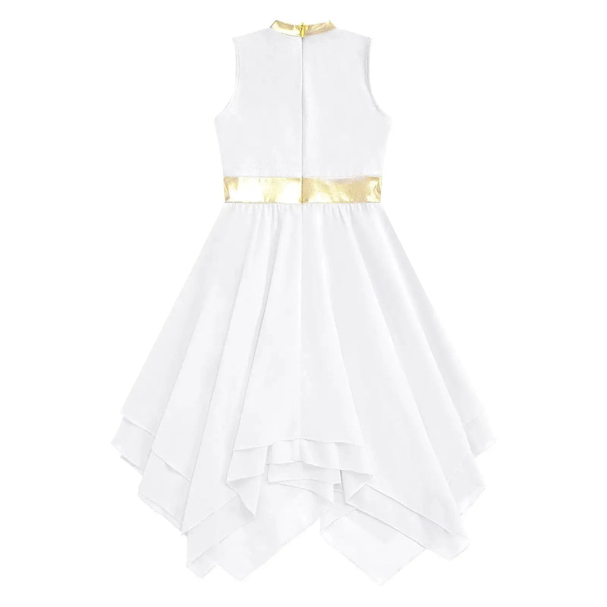 Teen Girls Modern Lyrical Ballroom Dance Performance Costume Sleeveless Asymmetrical Hem Dress Church Choir Worship Robe Gown by Dropshipman