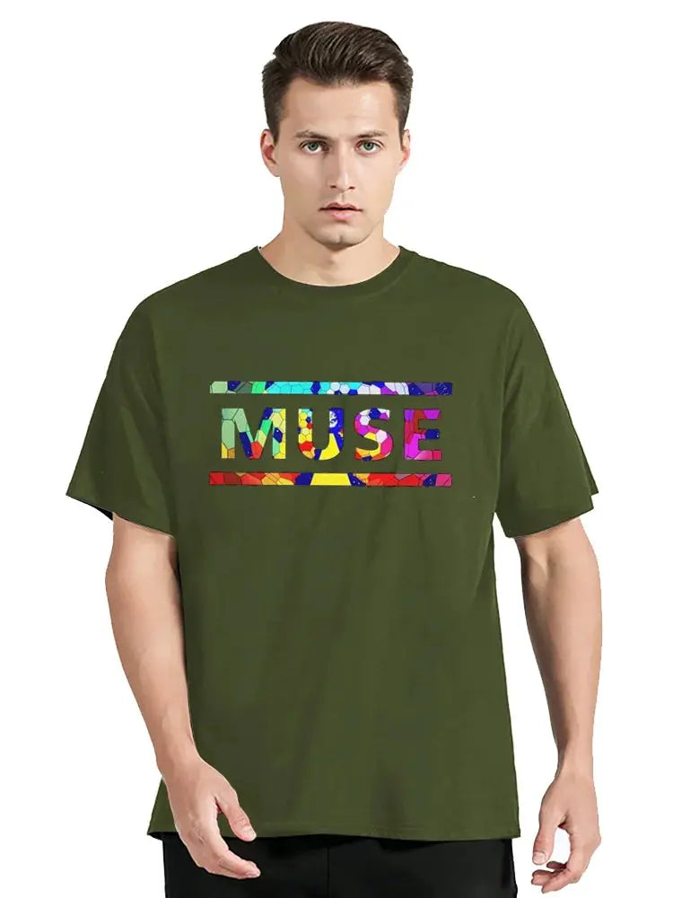 Navy Classic Muse T-shirt by SHOPEZRA L.L.C., vintage-inspired oversized graphic tee for men, featuring "The Resistance" design.