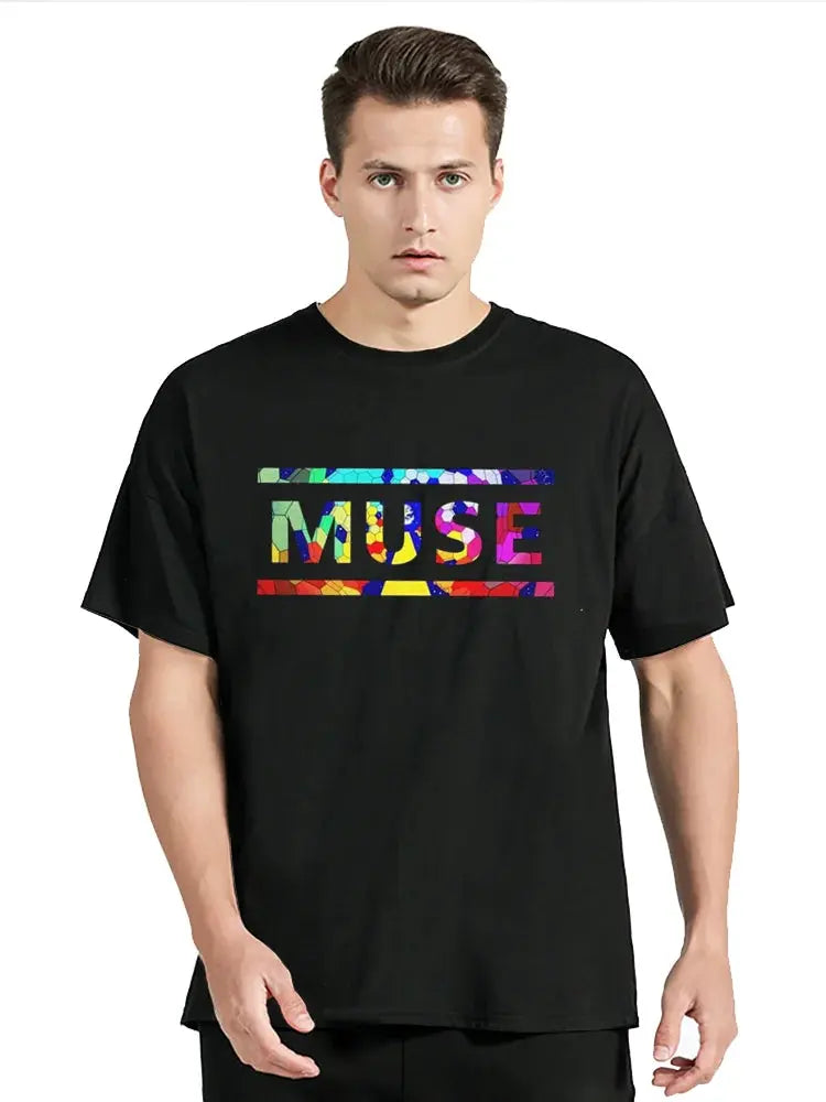 Navy Classic Muse T-Shirt by SHOPEZRA L.L.C. featuring vintage-style graphic design, oversized fit, men's casual clothing top.