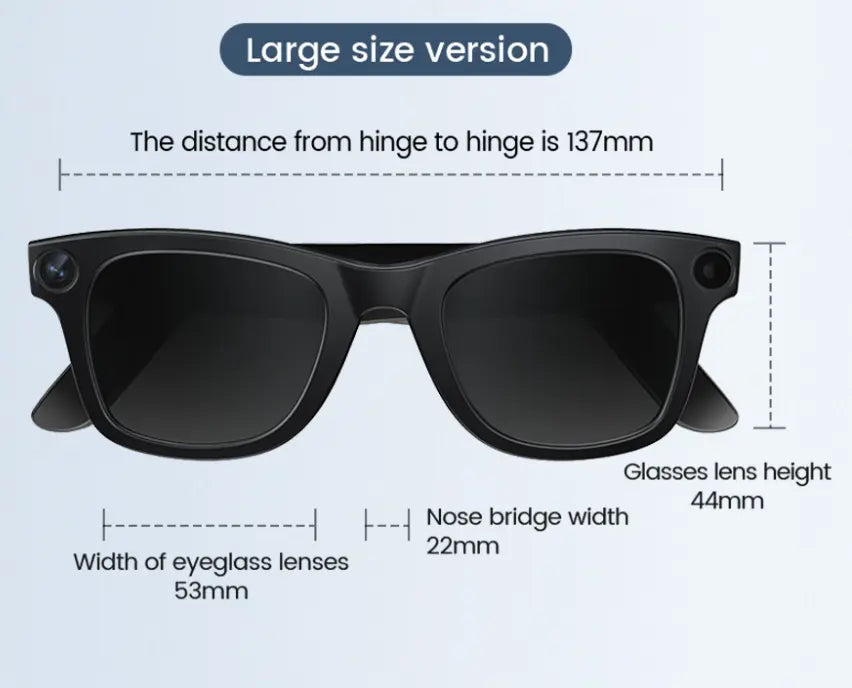 SHOPEZRA L.L.C. AI Camera Smart Glasses with sleek design, featuring built-in camera and smart eyewear technology.