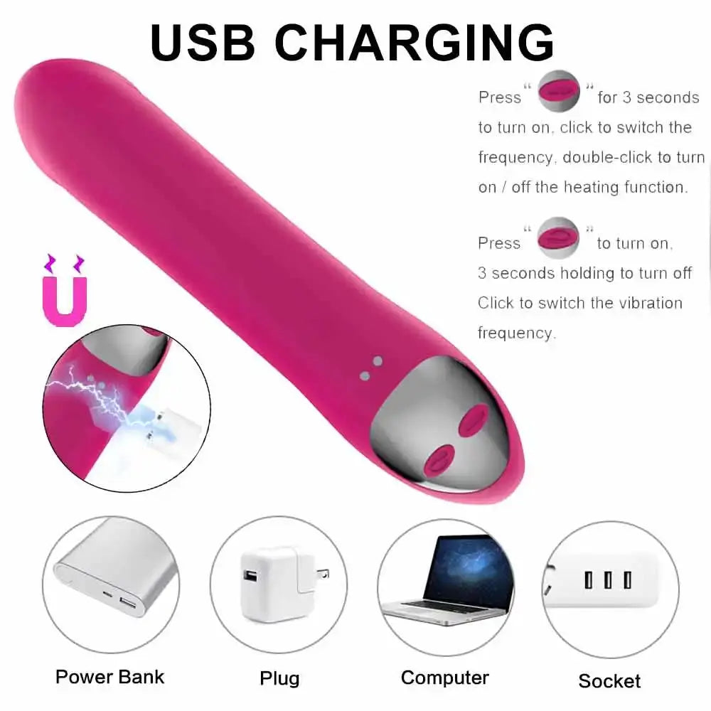 Double dildo vibrator with heating and clitoral G-spot stimulation for women, includes anal vibrator, adult sex toy from SHOPEZRA L.L.C.