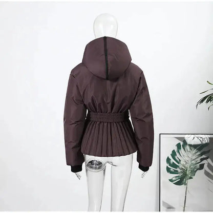 Women Fur Collar Hooded Skiwear Fashion Solid Thicken Zipper High Waist Slim Outdoor Overalls Jumpsuit Lady Winter Outwear by Dropshipman