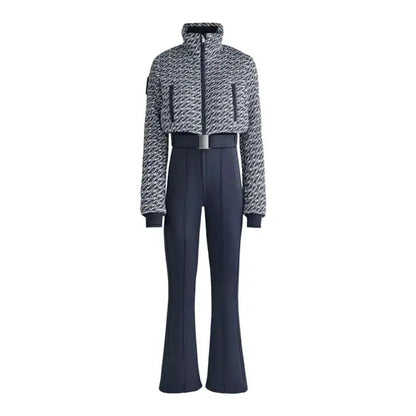 Women Fur Collar Hooded Skiwear Fashion Solid Thicken Zipper High Waist Slim Outdoor Overalls Jumpsuit Lady Winter Outwear by Dropshipman