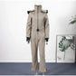 Women  Fur Collar Hooded Skiwear Fashion Solid Thicken Zipper High Waist Slim Outdoor Overalls Jumpsuit  Lady Winter Outwear SHOPEZRA L.L.C.