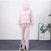 Women  Fur Collar Hooded Skiwear Fashion Solid Thicken Zipper High Waist Slim Outdoor Overalls Jumpsuit  Lady Winter Outwear SHOPEZRA L.L.C.
