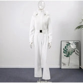 Women  Fur Collar Hooded Skiwear Fashion Solid Thicken Zipper High Waist Slim Outdoor Overalls Jumpsuit  Lady Winter Outwear SHOPEZRA L.L.C.
