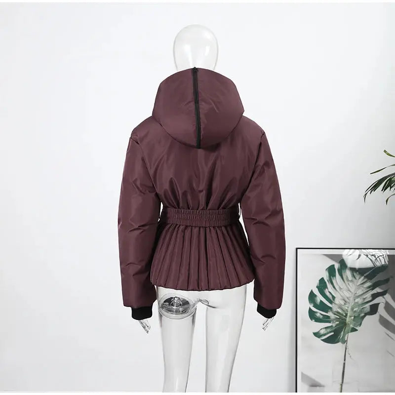 Women  Fur Collar Hooded Skiwear Fashion Solid Thicken Zipper High Waist Slim Outdoor Overalls Jumpsuit  Lady Winter Outwear SHOPEZRA L.L.C.